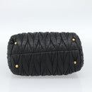 Miu Miu Matelasse Hand Bag Leather 2way Black Gold Auth ep14886-11