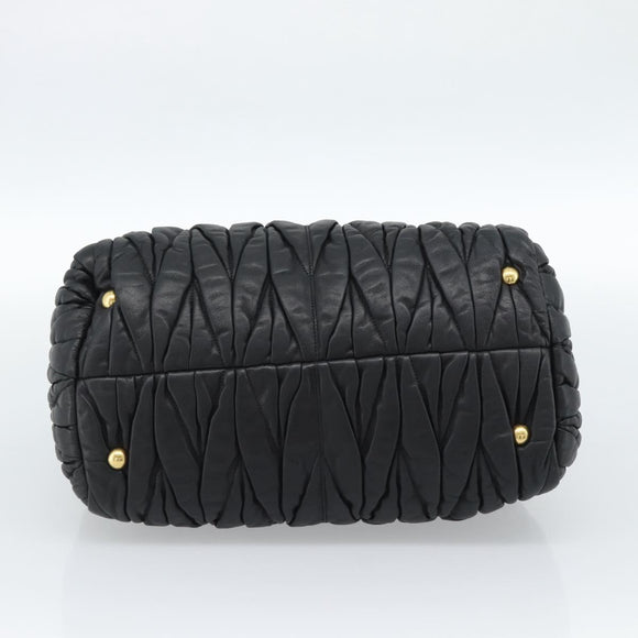 Miu Miu Matelasse Hand Bag Leather 2way Black Gold Auth ep14886