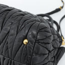 Miu Miu Matelasse Hand Bag Leather 2way Black Gold Auth ep14886-12