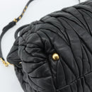 Miu Miu Matelasse Hand Bag Leather 2way Black Gold Auth ep14886-13