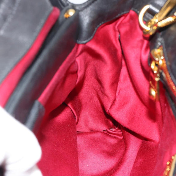 Miu Miu Matelasse Hand Bag Leather 2way Black Gold Auth ep14886V