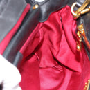 Miu Miu Matelasse Hand Bag Leather 2way Black Gold Auth ep14886-19