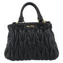 Miu Miu Matelasse Hand Bag Leather 2way Black Gold Auth ep14886-2