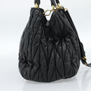 Miu Miu Matelasse Hand Bag Leather 2way Black Gold Auth ep14886-4