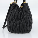 Miu Miu Matelasse Hand Bag Leather 2way Black Gold Auth ep14886-5
