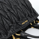 Miu Miu Matelasse Hand Bag Leather 2way Black Gold Auth ep14886-6