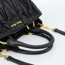 Miu Miu Matelasse Hand Bag Leather 2way Black Gold Auth ep14886-7