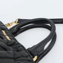 Miu Miu Matelasse Hand Bag Leather 2way Black Gold Auth ep14886-8