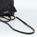 Miu Miu Matelasse Hand Bag Leather 2way Black Gold Auth ep14886-9