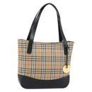 Burberrys Nova Check Tote Bag Canvas Leather Beige Gold Auth ep14891A-1