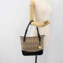 Burberrys Nova Check Tote Bag Canvas Leather Beige Gold Auth ep14891A-22
