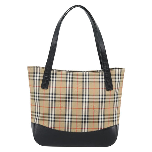 Burberrys Nova Check Tote Bag Canvas Leather Beige Gold Auth ep14891A