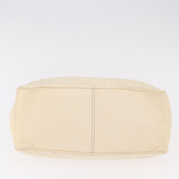CELINE Boogie bag Hand Bag Leather Ivory Silver Auth ep14898