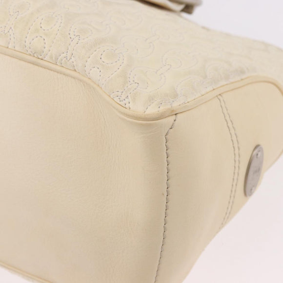 CELINE Boogie bag Hand Bag Leather Ivory Silver Auth ep14898