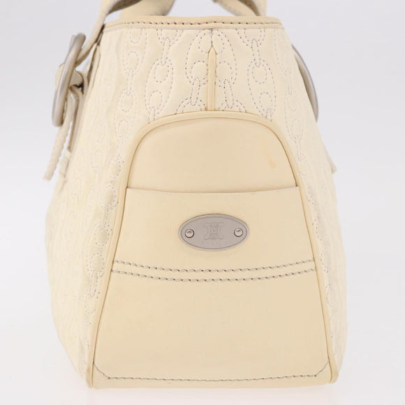 CELINE Boogie bag Hand Bag Leather Ivory Silver Auth ep14898