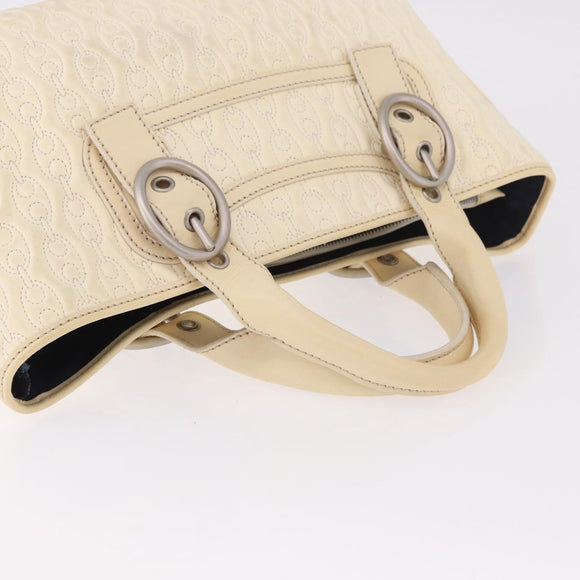 CELINE Boogie bag Hand Bag Leather Ivory Silver Auth ep14898