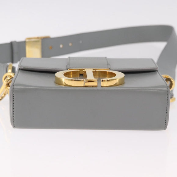 Christian Dior 30 Montaigne Shoulder Bag Leather Gray Gold Auth ep14902