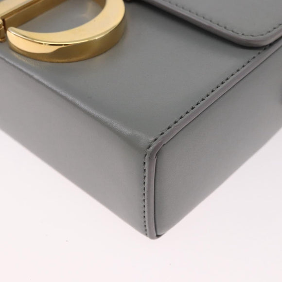 Christian Dior 30 Montaigne Shoulder Bag Leather Gray Gold Auth ep14902