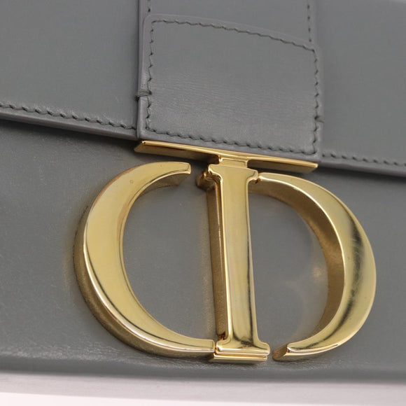 Christian Dior 30 Montaigne Shoulder Bag Leather Gray Gold Auth ep14902