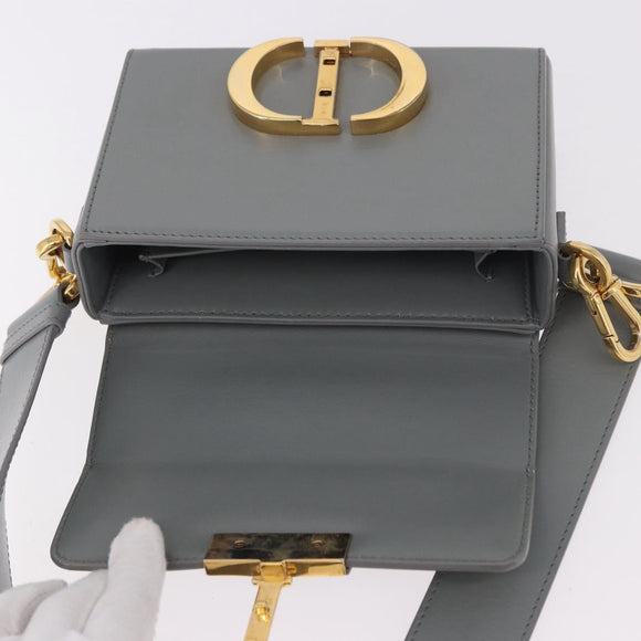 Christian Dior 30 Montaigne Shoulder Bag Leather Gray Gold Auth ep14902
