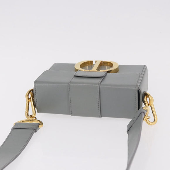 Christian Dior 30 Montaigne Shoulder Bag Leather Gray Gold Auth ep14902