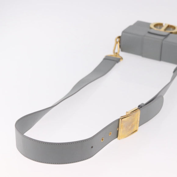 Christian Dior 30 Montaigne Shoulder Bag Leather Gray Gold Auth ep14902