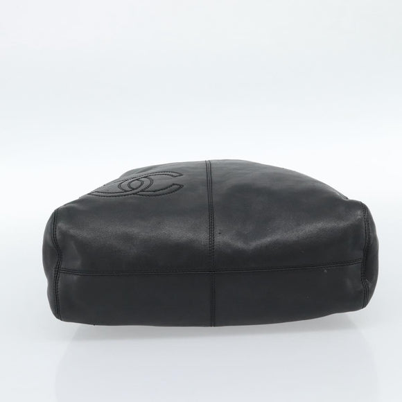 CHANEL Shoulder Bag Calf Skin Black CC Auth ep14908SAV