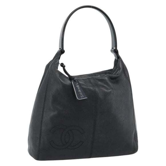 CHANEL Shoulder Bag Calf Skin Black CC Auth ep14908SAV