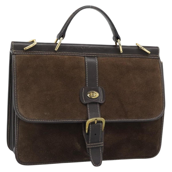 GUCCI Hand Bag Suede Brown Gold Auth ep14913