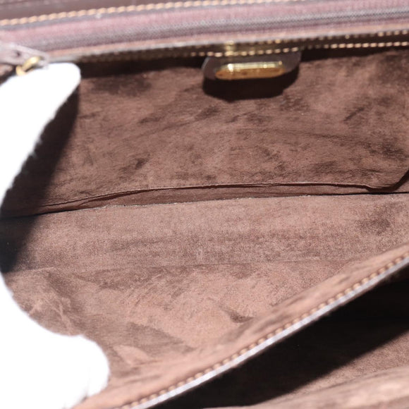 GUCCI Hand Bag Suede Brown Gold Auth ep14913