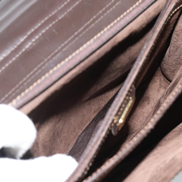 GUCCI Hand Bag Suede Brown Gold Auth ep14913