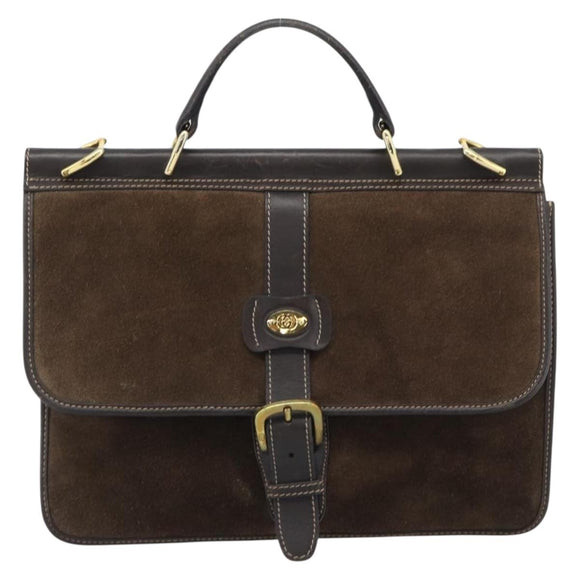 GUCCI Hand Bag Suede Brown Gold Auth ep14913