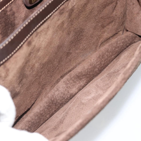 GUCCI Hand Bag Suede Brown Gold Auth ep14913