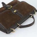 GUCCI Hand Bag Suede Brown Gold Auth ep14913-6