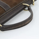 GUCCI Hand Bag Suede Brown Gold Auth ep14913-7