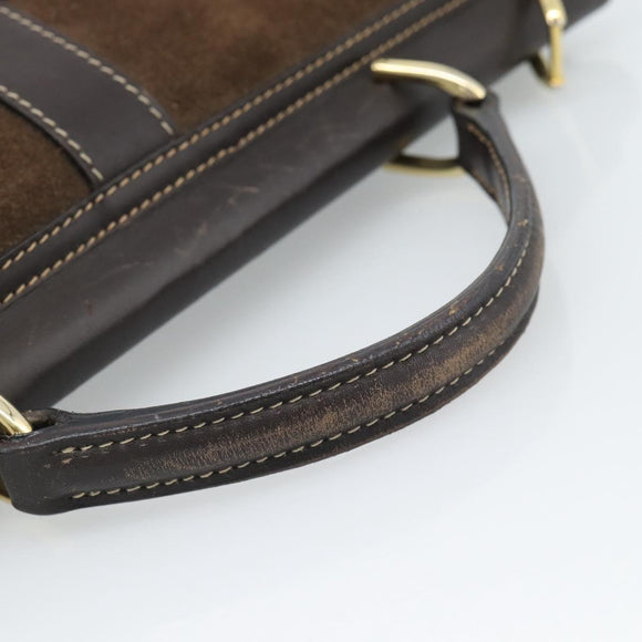 GUCCI Hand Bag Suede Brown Gold Auth ep14913