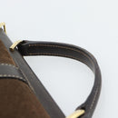 GUCCI Hand Bag Suede Brown Gold Auth ep14913-8