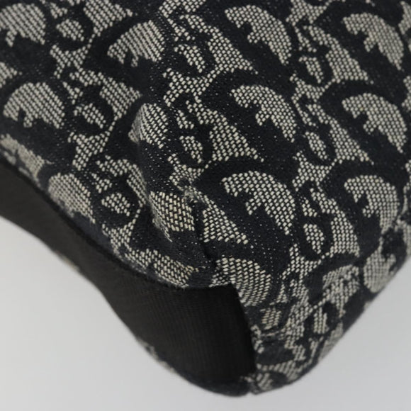 Christian Dior Trotter Canvas Schoudertas Marine Zilver Auth ep14914A