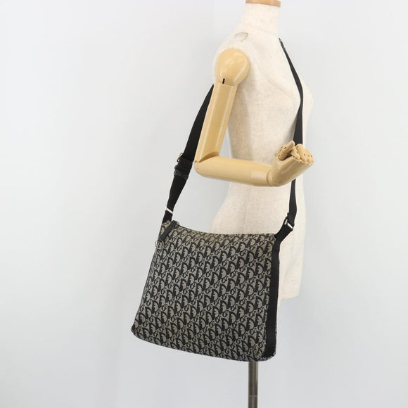 Christian Dior Trotter Canvas Schoudertas Marine Zilver Auth ep14914A