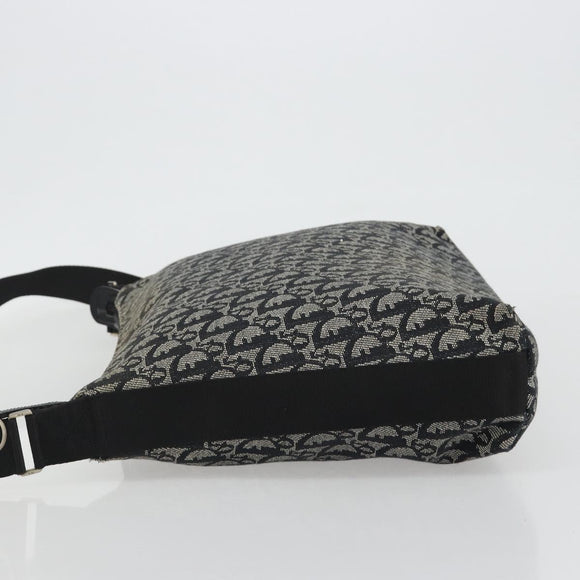 Christian Dior Trotter Canvas Schoudertas Marine Zilver Auth ep14914A