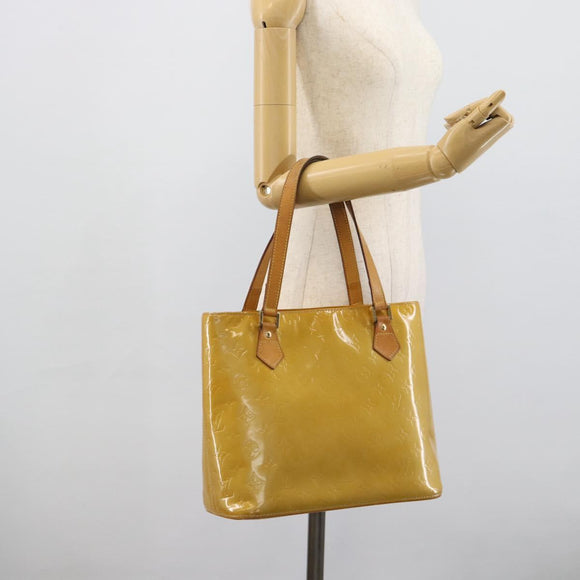 LOUIS VUITTON Monogram Vernis Houston Hand Bag Beige M91004 LV Auth ep14915