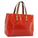 LOUIS VUITTON Monogram Vernis Reade PM Hand Bag Red Rouge M91088 LV Auth ep14916-1