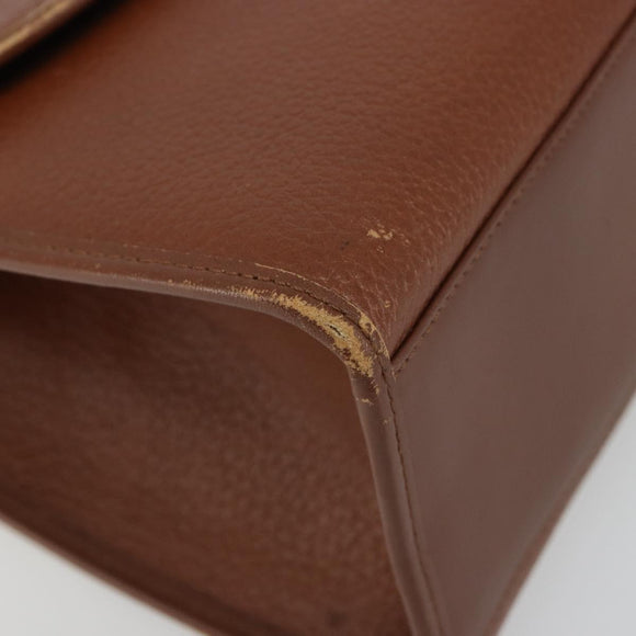 Burberrys Hand Bag Leather 2way Brown Gold Auth ep14918