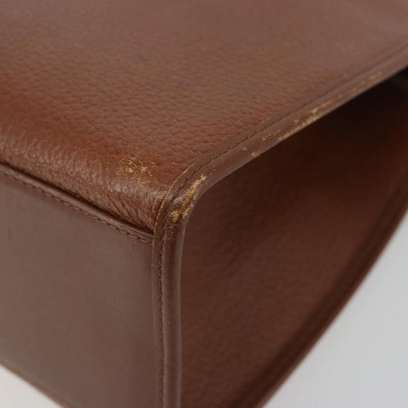 Burberrys Hand Bag Leather 2way Brown Gold Auth ep14918