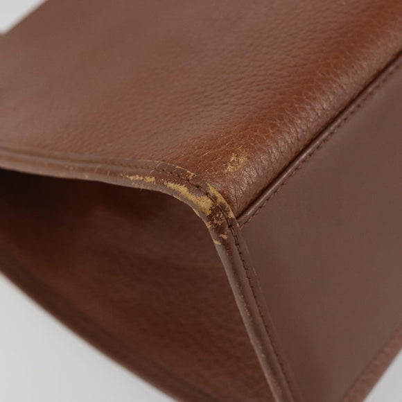 Burberrys Hand Bag Leather 2way Brown Gold Auth ep14918