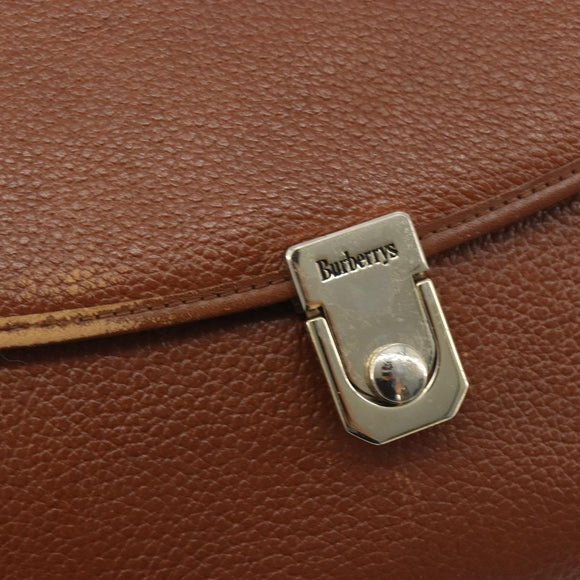 Burberrys Hand Bag Leather 2way Brown Gold Auth ep14918