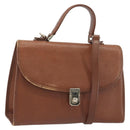 Burberrys Hand Bag Leather 2way Brown Gold Auth ep14918-1