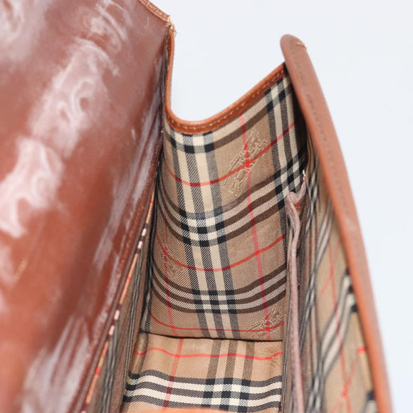 Burberrys Hand Bag Leather 2way Brown Gold Auth ep14918