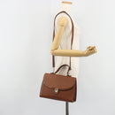 Burberrys Hand Bag Leather 2way Brown Gold Auth ep14918-25