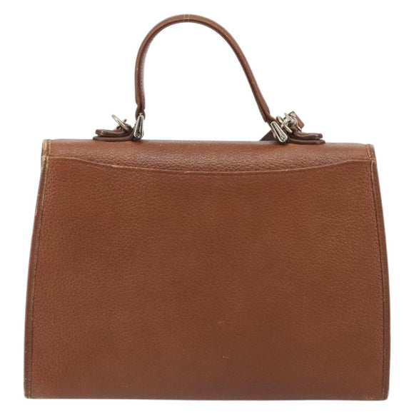 Burberrys Hand Bag Leather 2way Brown Gold Auth ep14918